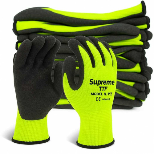 GLG1080P Hi Viz Thermal Cold Weather Work Glove Latex Palm Yellow Black  Supreme TTF Hi-Viz 7