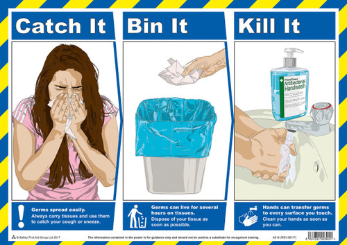Catch It Kill It Bin It Hygiene Guidance Poster A3 Laminated