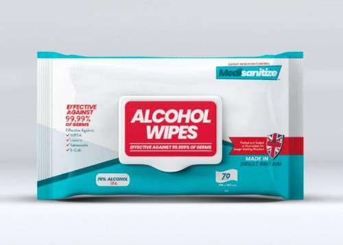 Medisanitize Antibacterial Alcohol Disinfection Wipes Pack of 70 or Medisanitize Medisanitize Antibacterial Alcohol Disinfection Wipes Pack of 70 or Medisanitize