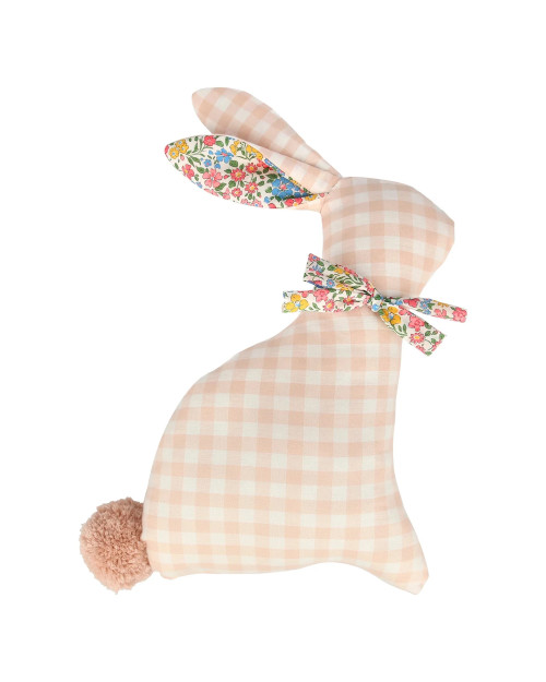 Meri Meri's beautiful peach and liberty print gingham bunny cushion - the perfect Easter gift.
