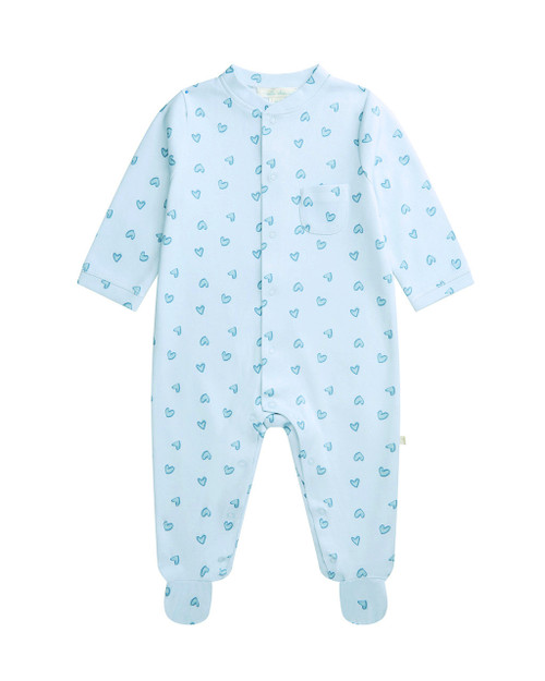 Love Heart Sleepsuit - Blue