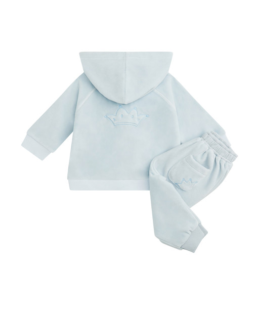 Tino Crown Velour Loungewear Set - Baby Dusty Blue