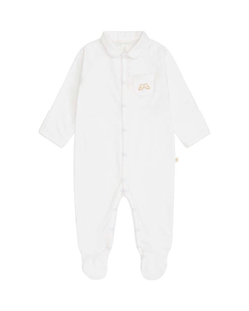Angel Wing™ White Sleepsuit with Mittens | Marie-Chantal
