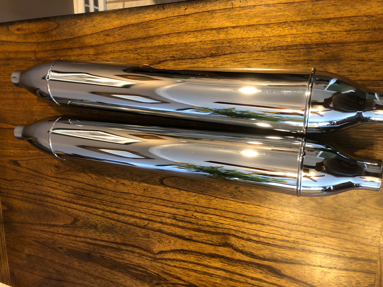 PAIR OF SEAMED CHROME TORPEDO MUFFLERS W/CUT-OUT - 18124090003