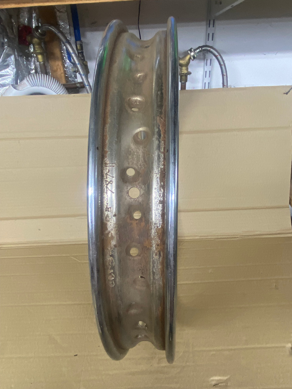 NOS #1 CHROME WHEEL 2:15X18 40 SPOKE X2- 36314038217
