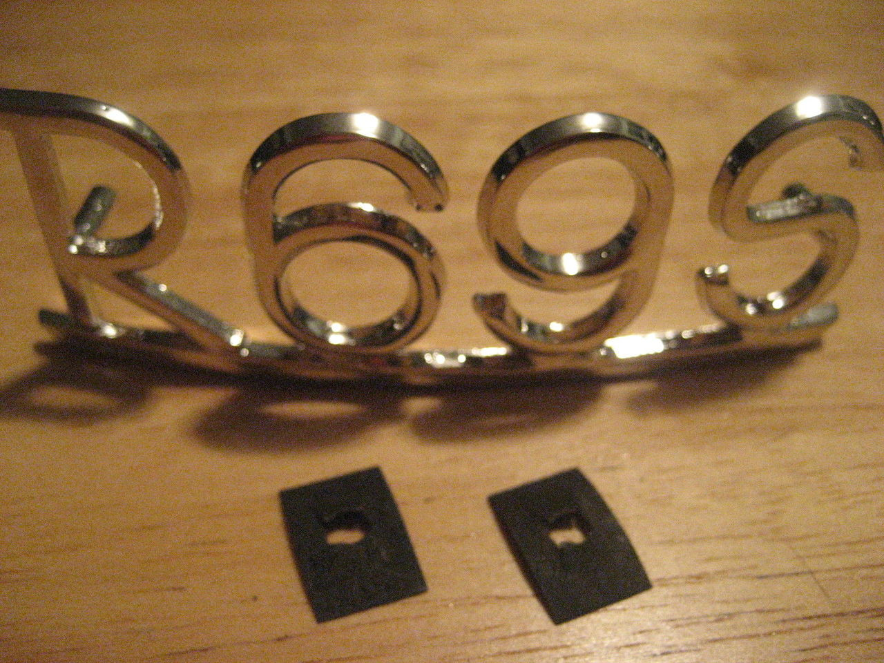 CHROMED REAR FENDER EMBLEM BEVELED EDGES AND CURVED NICE