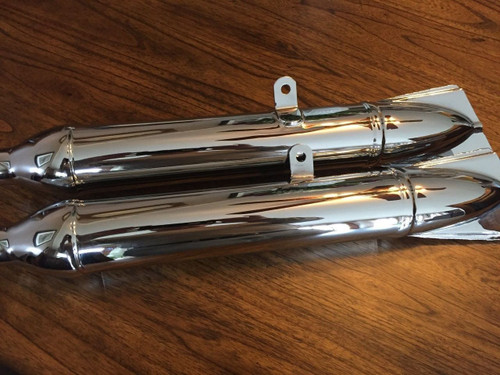 PAIR OF BEAUTIFUL CHROME FISH-TAIL MUFFLERS - 18124090003