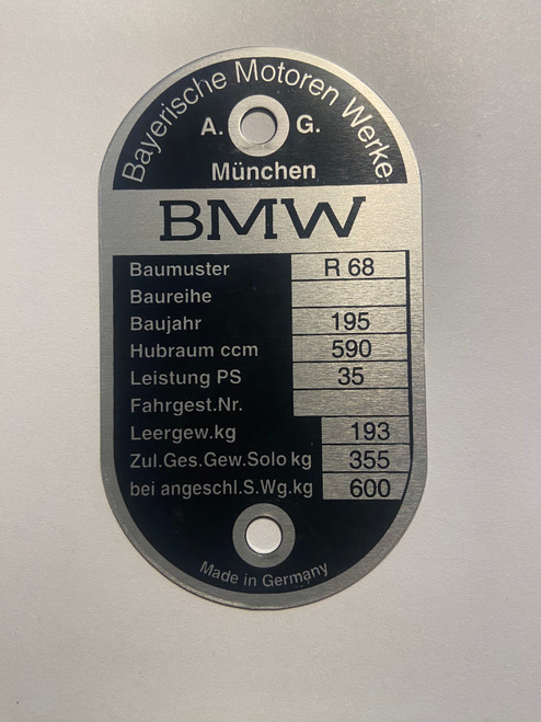 FRAME I.D TAG R68 WE CAN STAMP YOUR NUMBERS - 51144034136-2