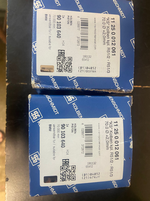 R51/2 R51/3 70 MM KOLBEN SCHMIDT PISTONS 4TH OVER W/RINGS, PIN, CLIPS - 11250012061