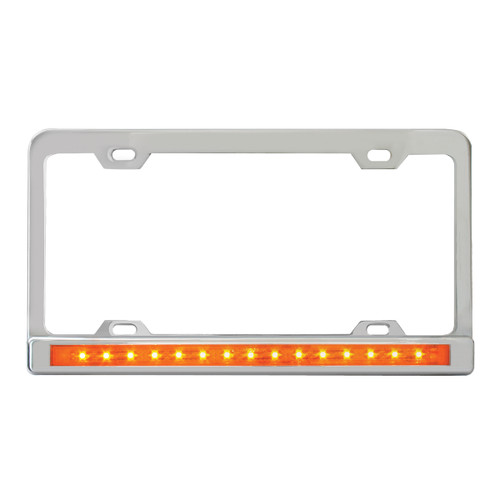 60055 License Plate Frame w/ 4 Holes, 12" LED & Chrome Plastic Bezel