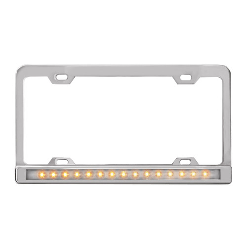 60056 License Plate Frame w/ 4 Holes, 12" LED & Chrome Plastic Bezel