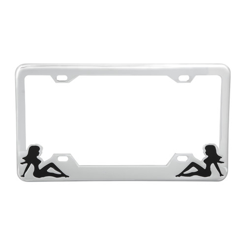 60193 License Plate Frame w/ 4 Holes & Sitting Ladies 4 Holes