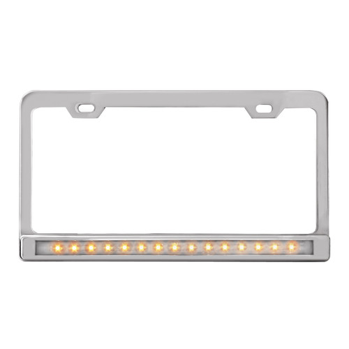 60447 License Plate Frame w/ 2 Holes, 12" LED & Chrome Plastic Bezel