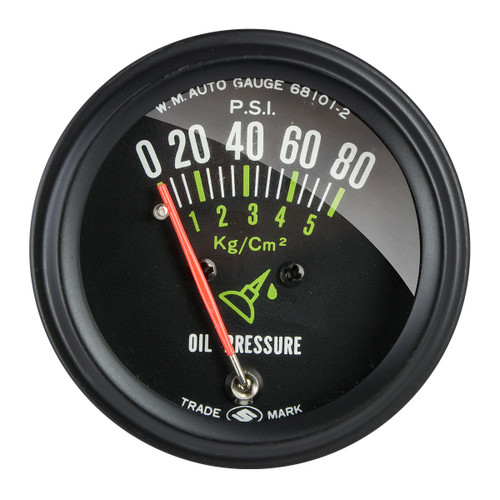 68021 Black Rim 0-80 PSI Oil Pressure Gauge