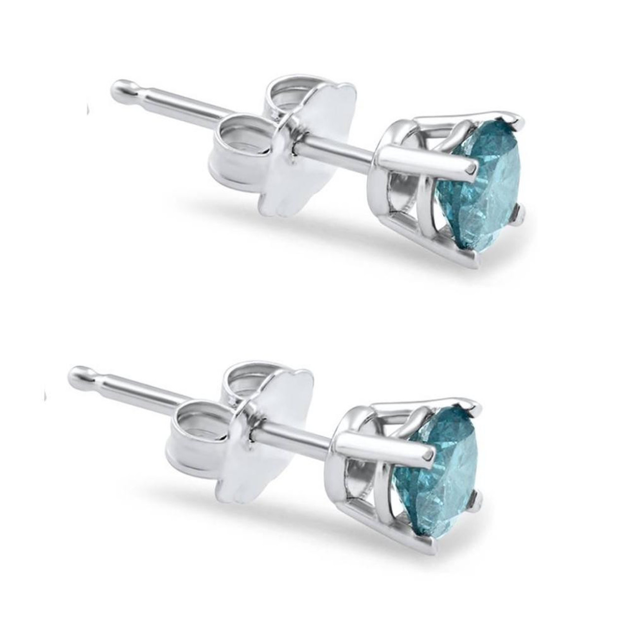 Blue diamond studs white gold Clearance
