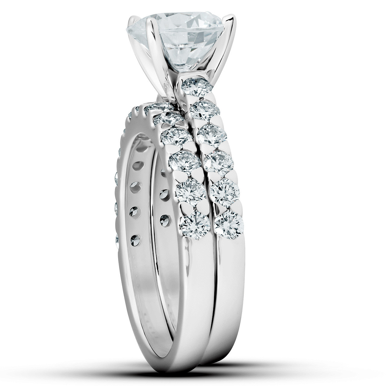 2.27Ct Diamond Engagement Matching Wedding Ring Set 14k White Gold Lab ...