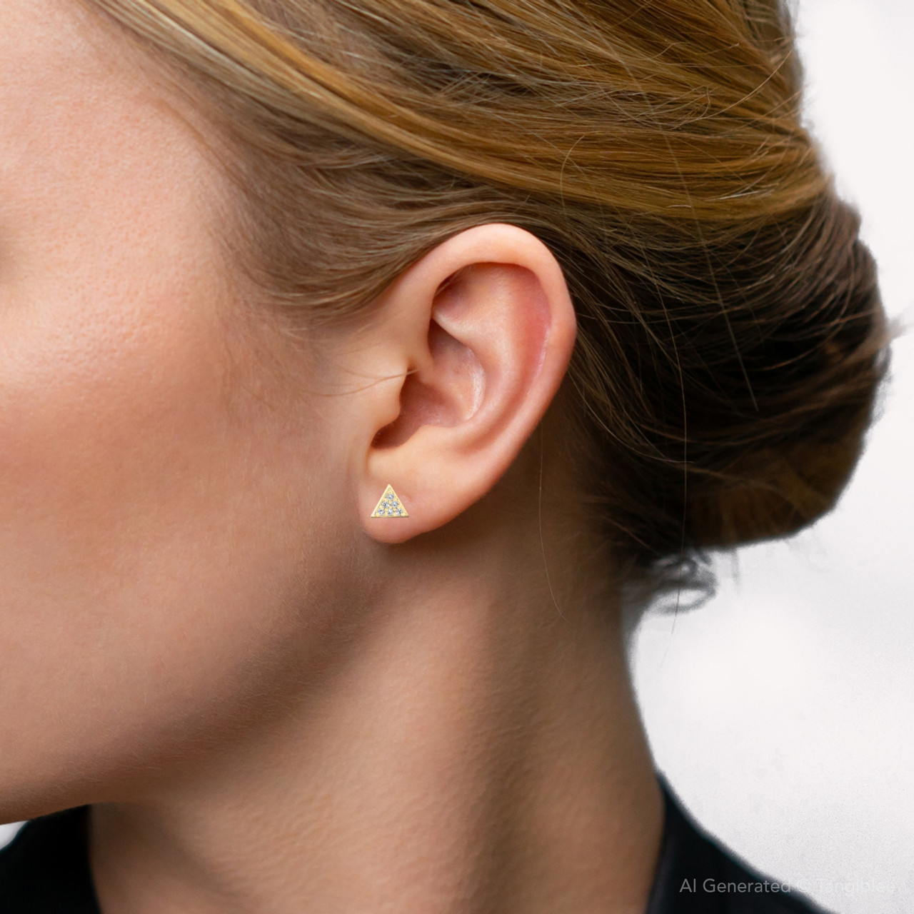 14k Yellow Gold Triangle Pave 1/10 Ct Diamond Delicate Spike Studs Womens Earrings (G-H, I1)