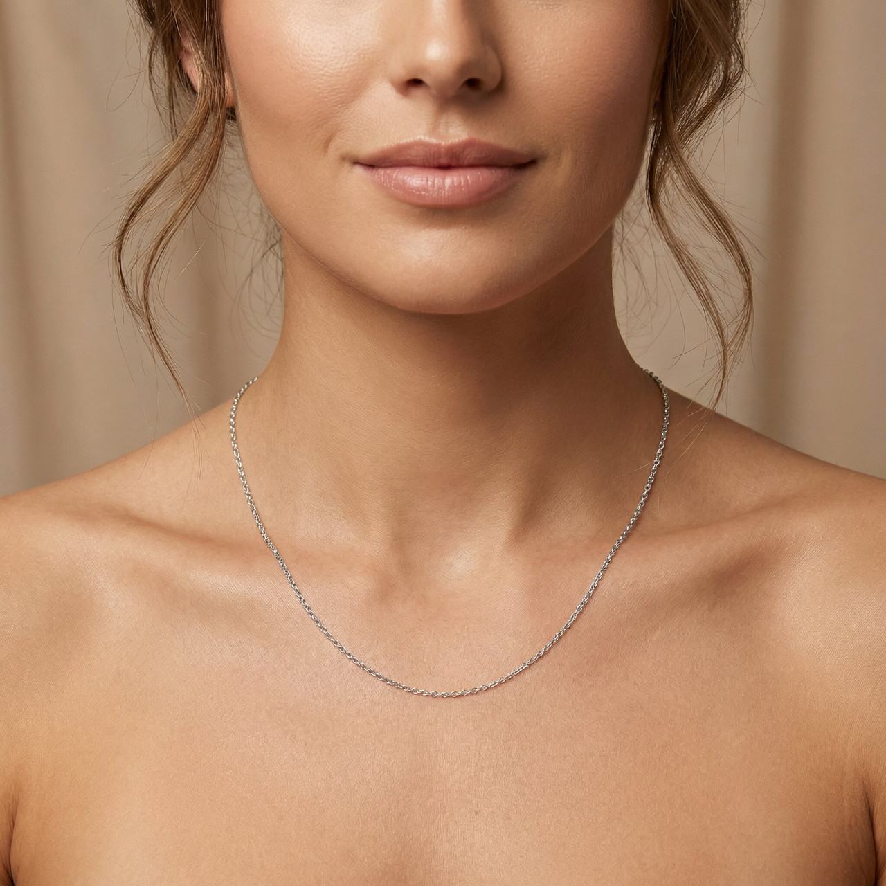 14k White Gold 18" Chain With Lobster Clasp 1.6 grams