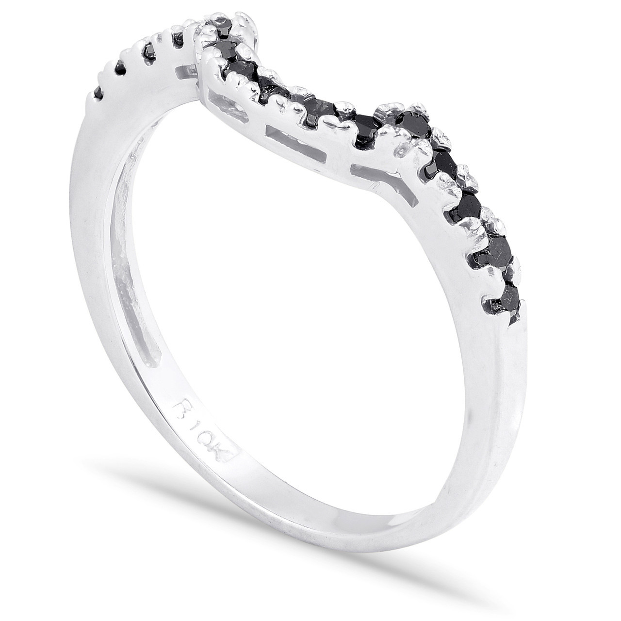 Black Diamond Guard Ring 10k White Gold