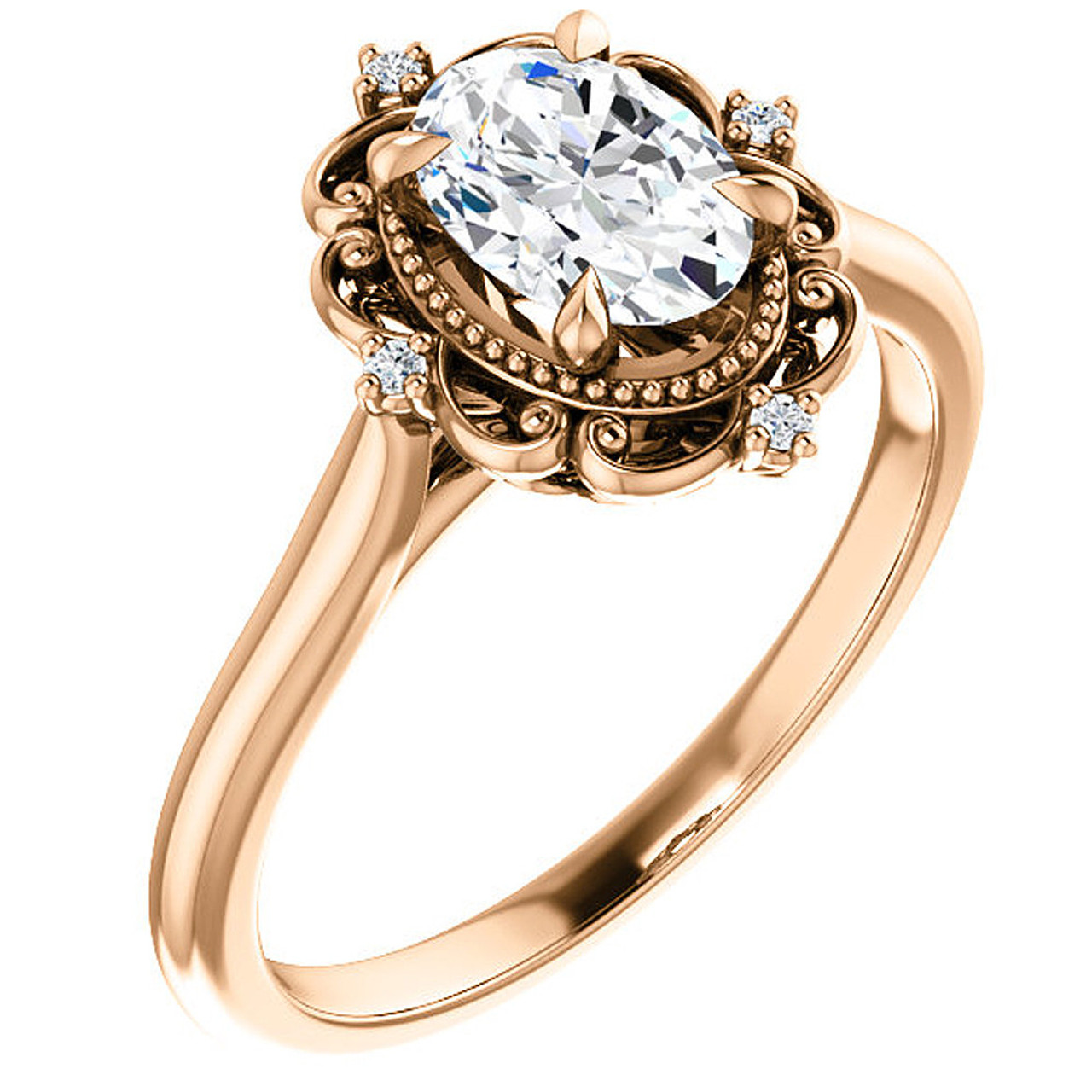 1 Ct Oval Diamond Engagement Ring 14k Rose Gold Lab Grown (G-H, VS) 1 Ct Oval Diamond Engagement Ring 14k Rose Gold Lab Grown (G-H, VS)