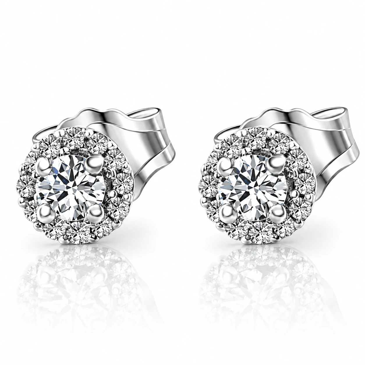 1/4 Ct Halo Diamond Studs 10K White Gold (G-H, I1)