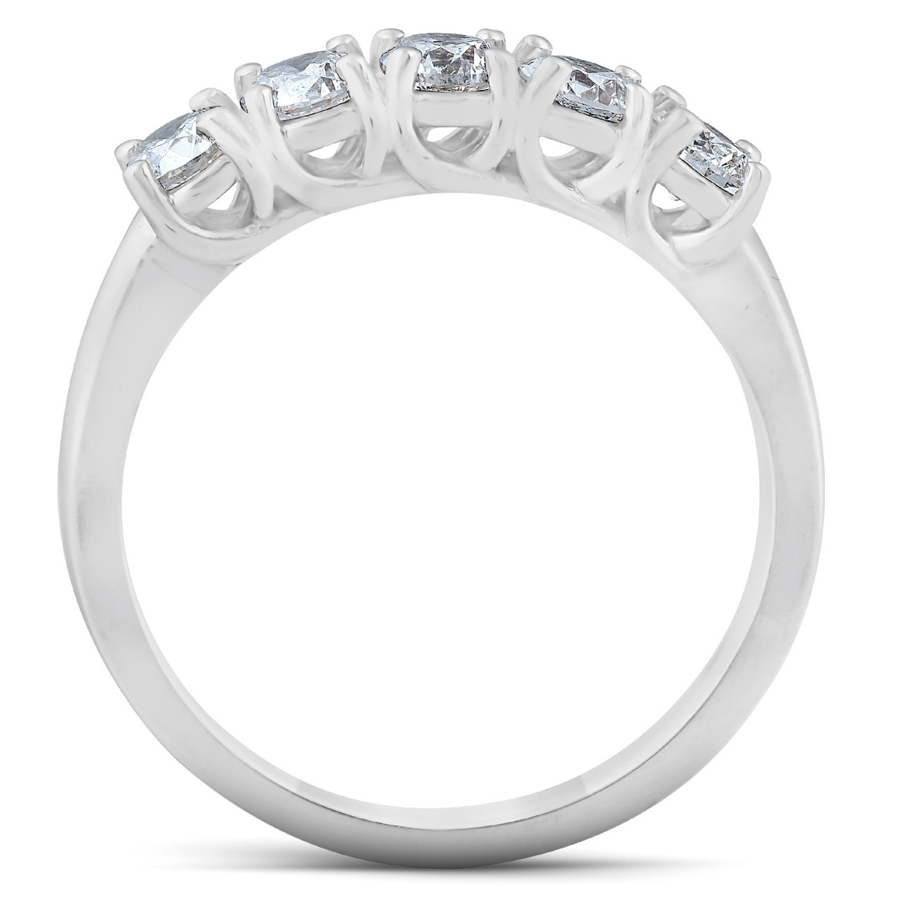 1 Ct Diamond Five Stone Tellis Wedding Ring 14k White Gold (H-I, )