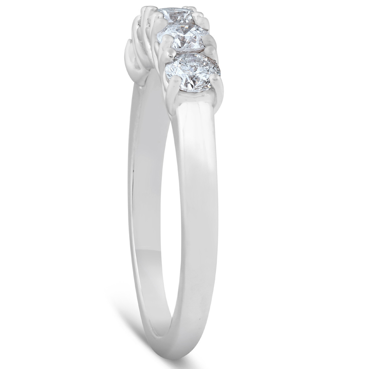 1 Ct Diamond Five Stone Tellis Wedding Ring 14k White Gold (H-I, )