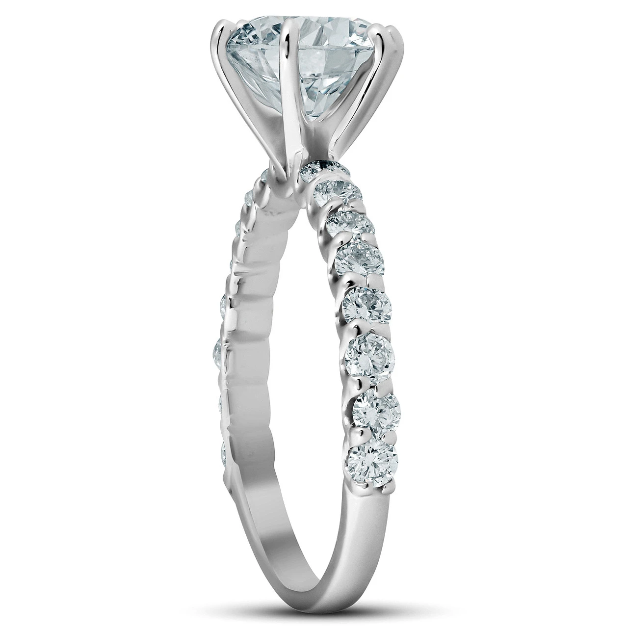 1 3/4 Ct Round-Cut Diamond Engagement Ring With Accents 14k White Gold Lab Grown (F-G, VS)