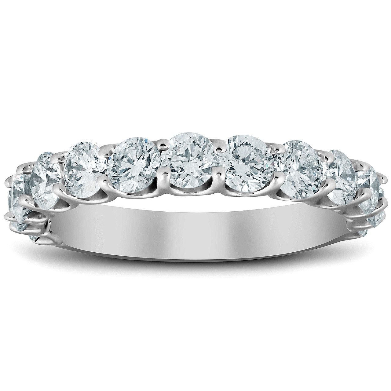 1 3/8 Ct Diamond Wedding Ring U Prong Womens Anniversary Band 14k White Gold (H-I, )