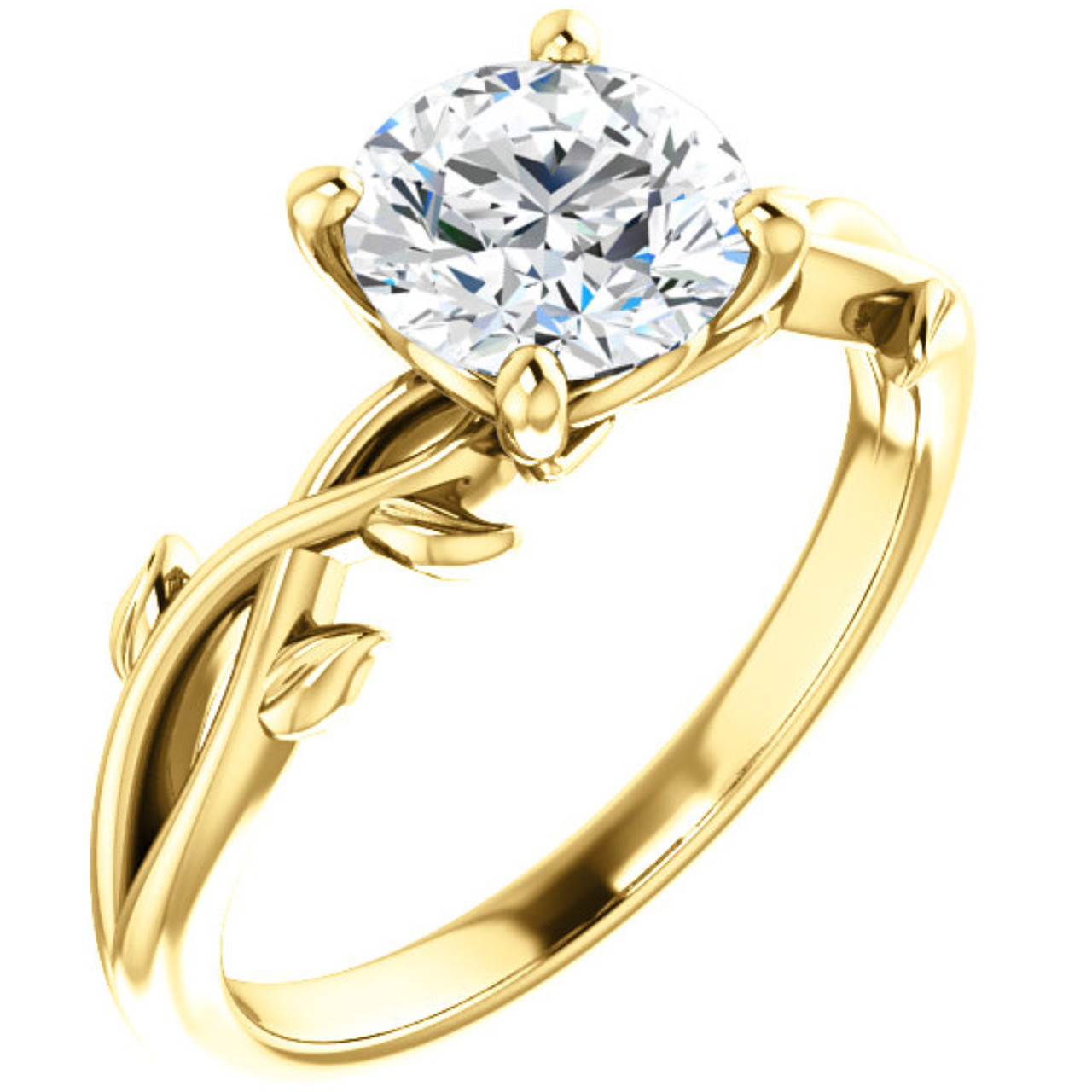 1 1/4 ct Solitaire Moissanite Vine Engagement Ring 14k Yellow Gold (H-I, VVS)