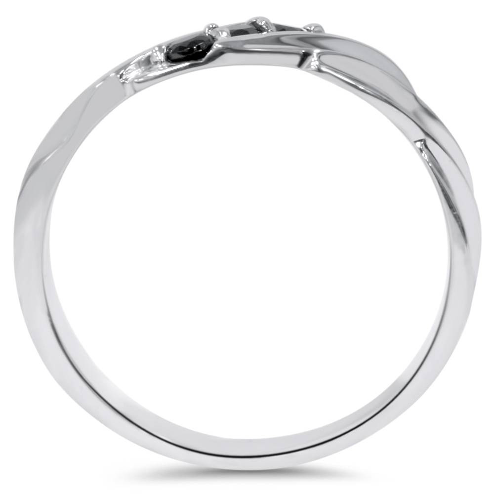 1/10ct Black Diamond Mens Ring 14K White Gold (Black, )