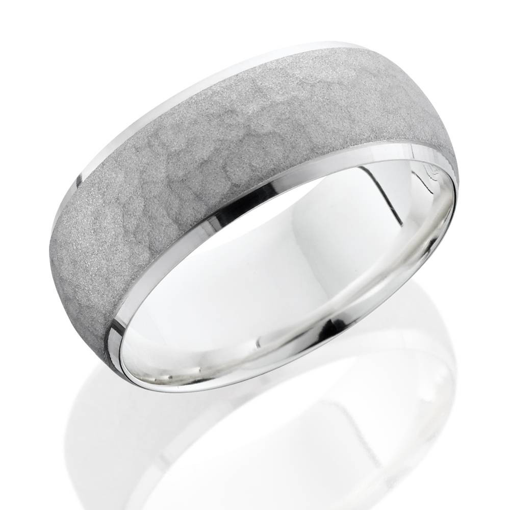 Mens 950 Platinum 7mm Hammered Wedding Ring Band New