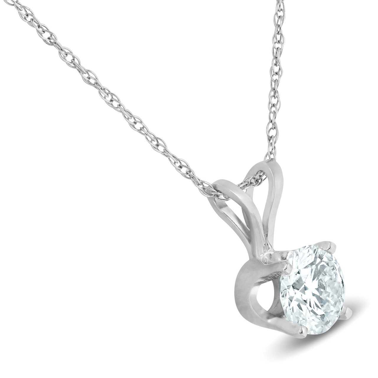 5/8 Ct Diamond Solitaire Pendant Necklace Available in 14k White or Yellow Gold (I-J, I1)