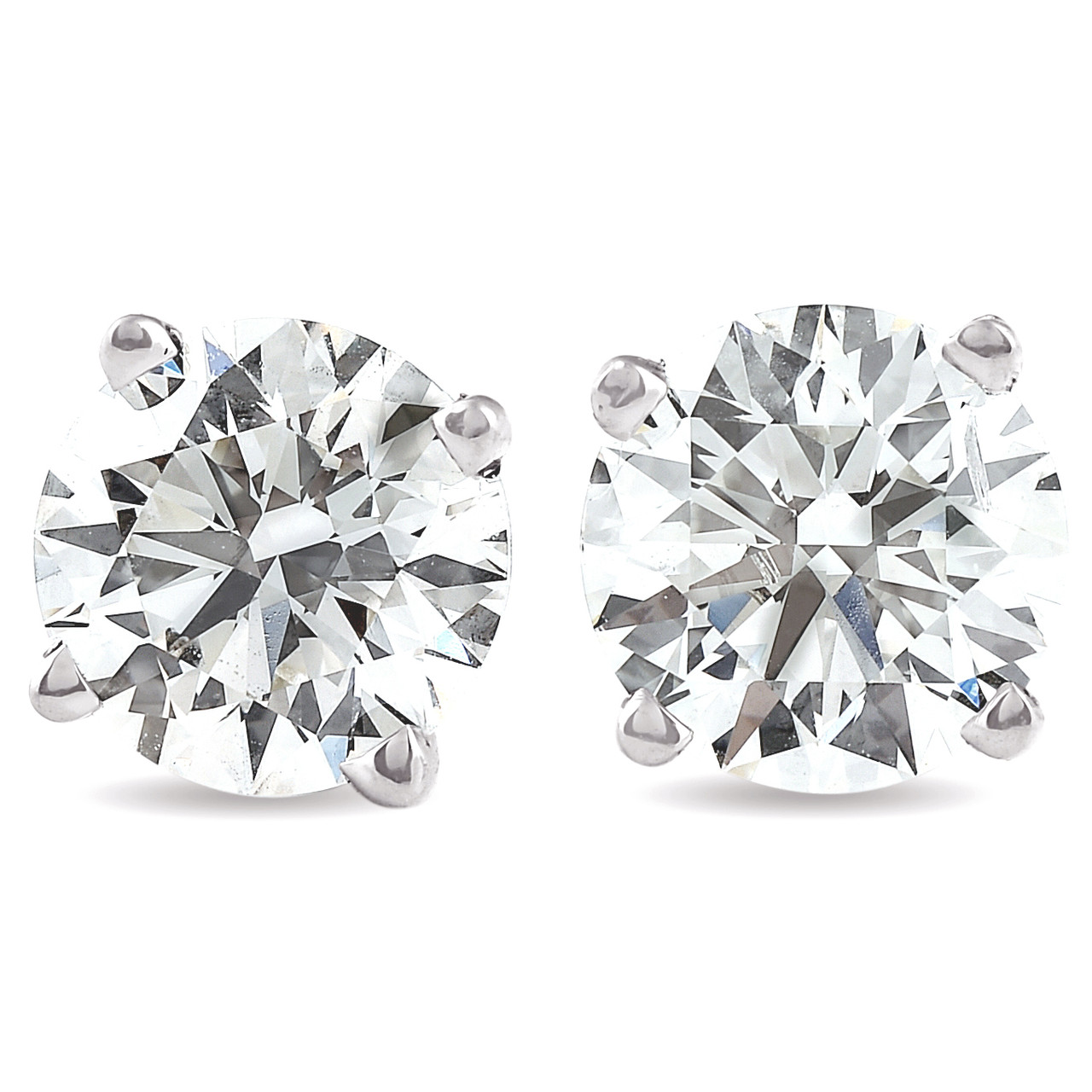 Four Prong Screw-Back Earring in 14K White Gold, 5.40 CTW Dew Round Forever One - Near-Colorless Moissanite | Charles & Colvard