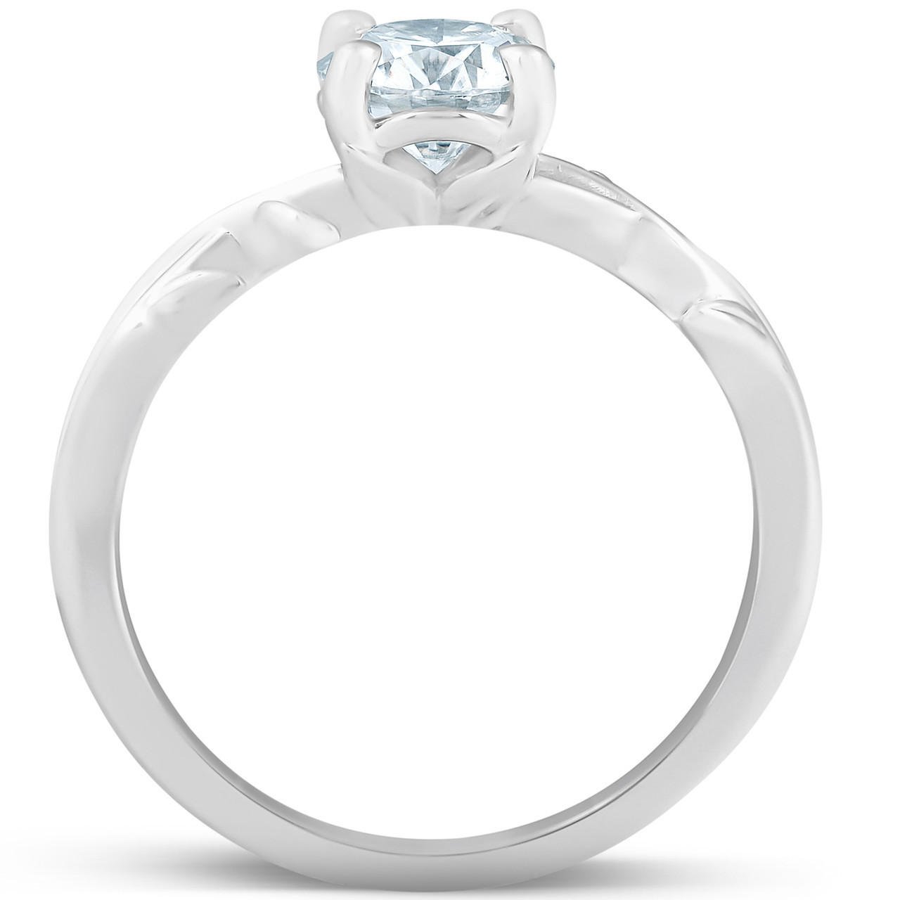 1 1/4 ct Solitaire Moissanite Vine Engagement Ring 14k White Gold (H-I, VVS)