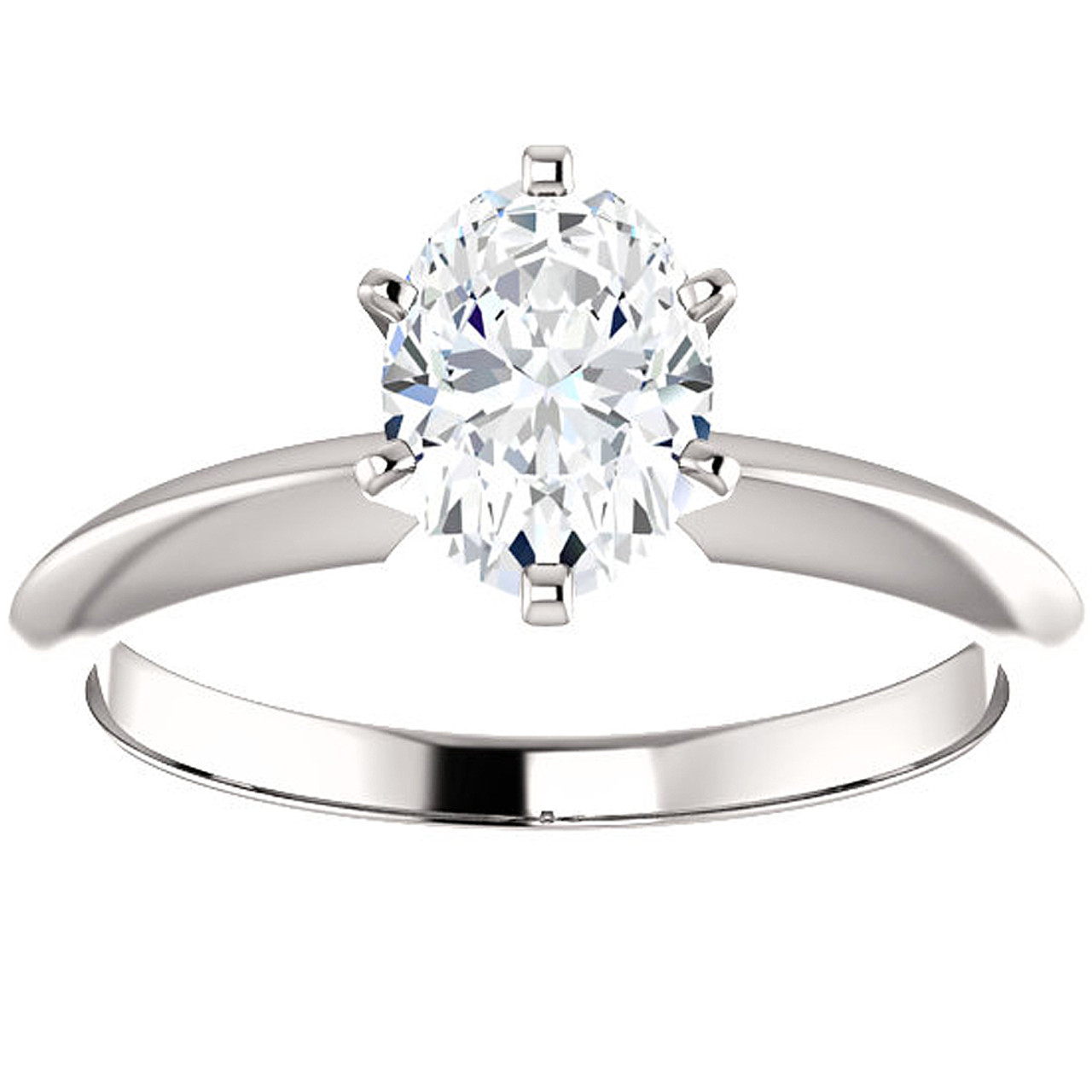 1 ct Diamond Solitaire Engagement Ring 14K White Gold