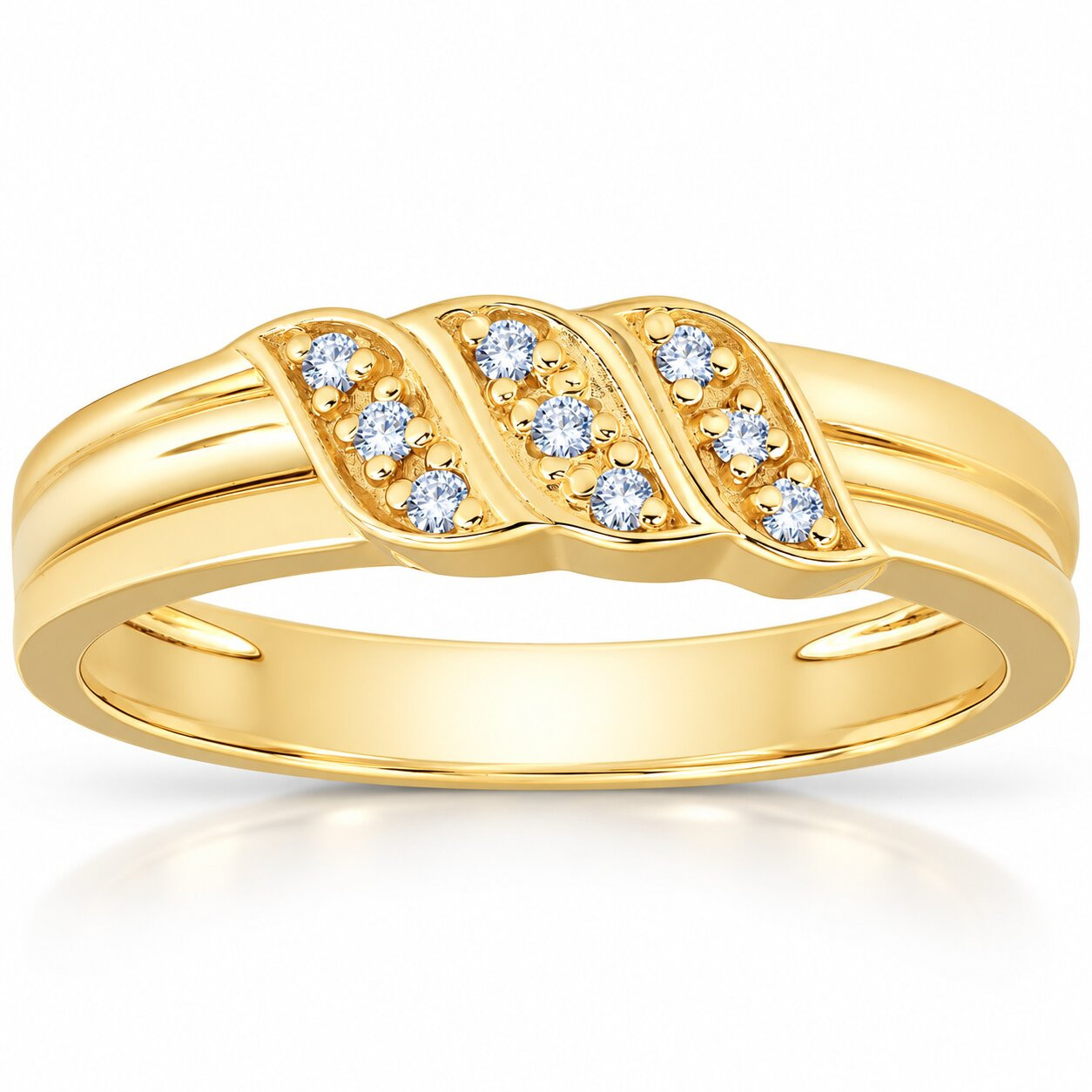 Mens 10k Yellow Gold Diamond Ring Anniversary Wedding Band (I-J, I1)