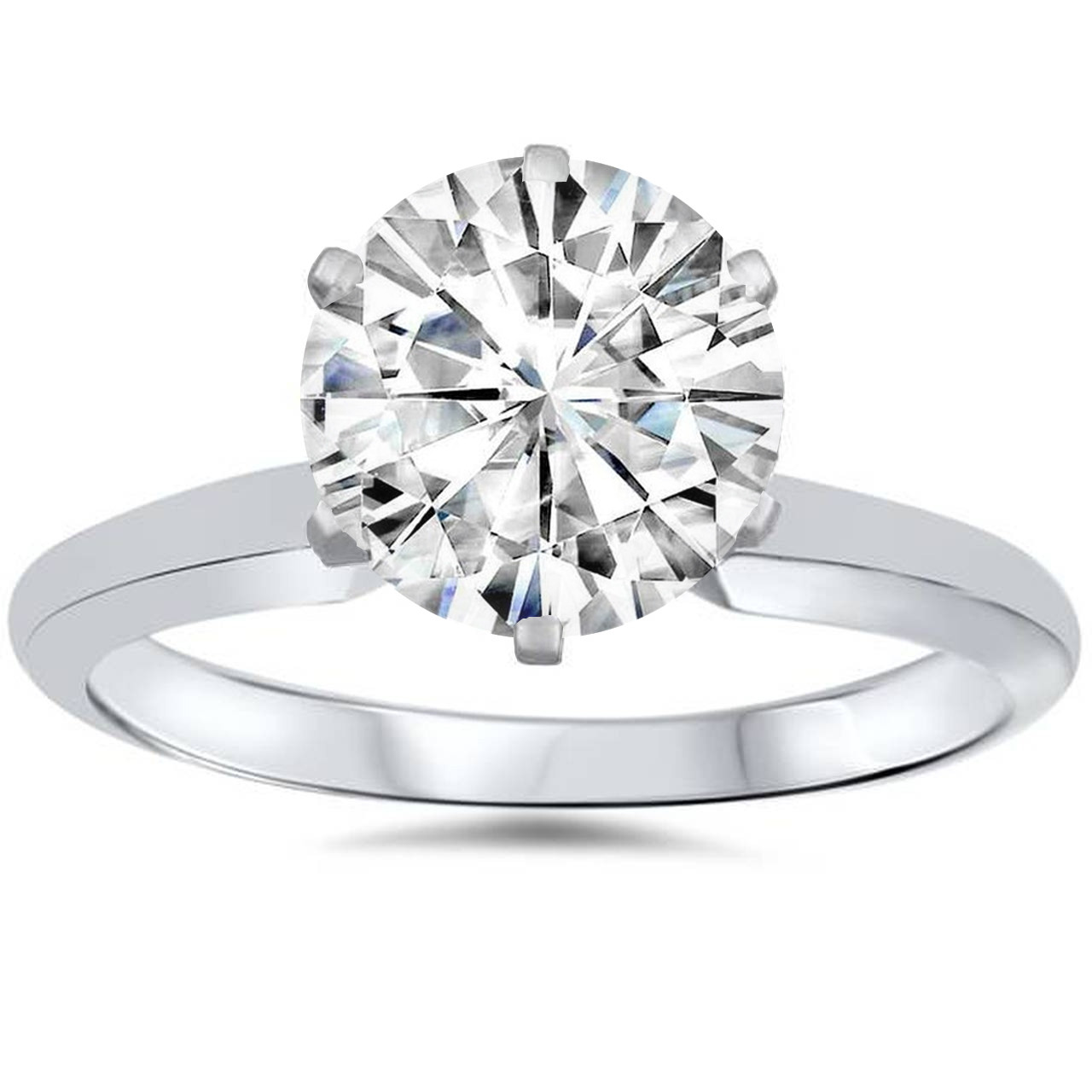 1ct Solitaire Moissanite Engagement Ring Round Brilliant 14k White Gold (G-H, VVS) 1ct Solitaire Moissanite Engagement Ring Round Brilliant 14k White Gold (G-H, VVS)