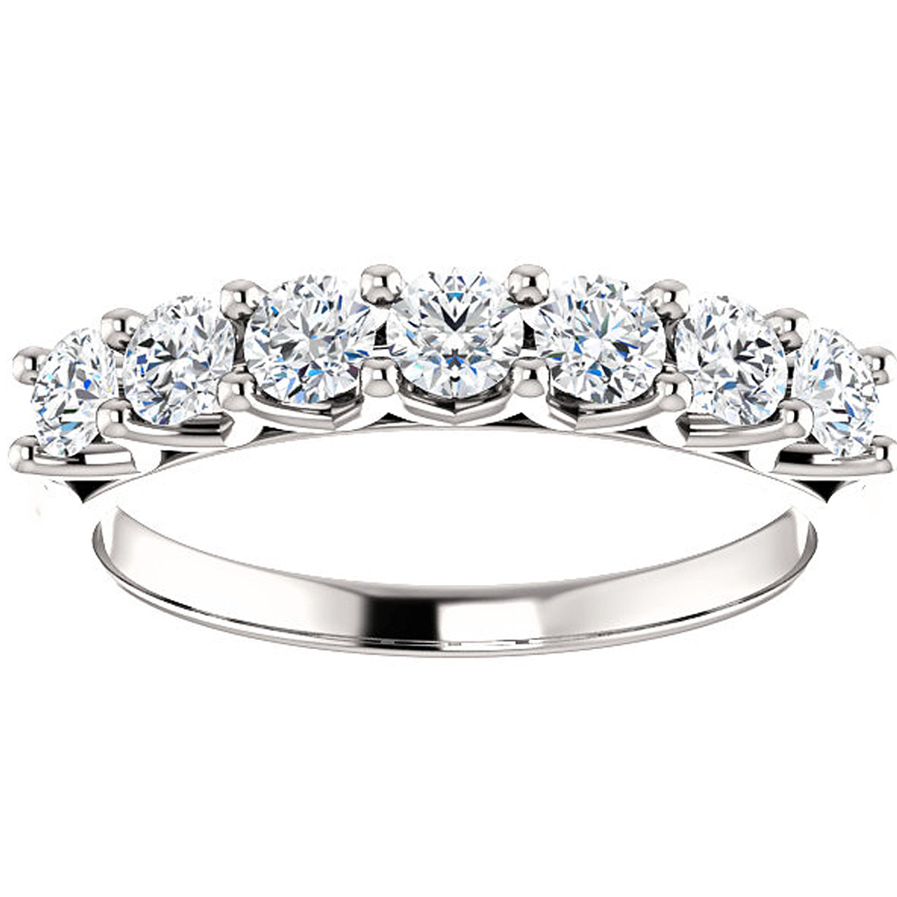 7 Stone Claw Wedding Ring with 1.61 Carat TW of Diamonds in 14kt White Gold