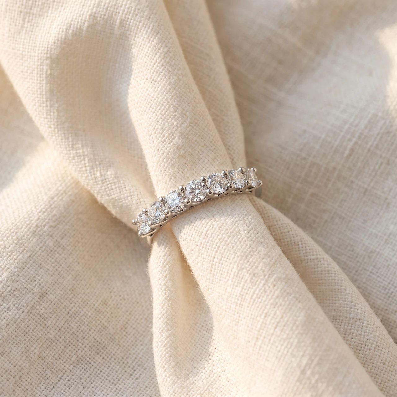 1/2 Ct Seven Stone Diamond Wedding Ring Lab Grown 14k White Gold (G-H, VS2-SI1)