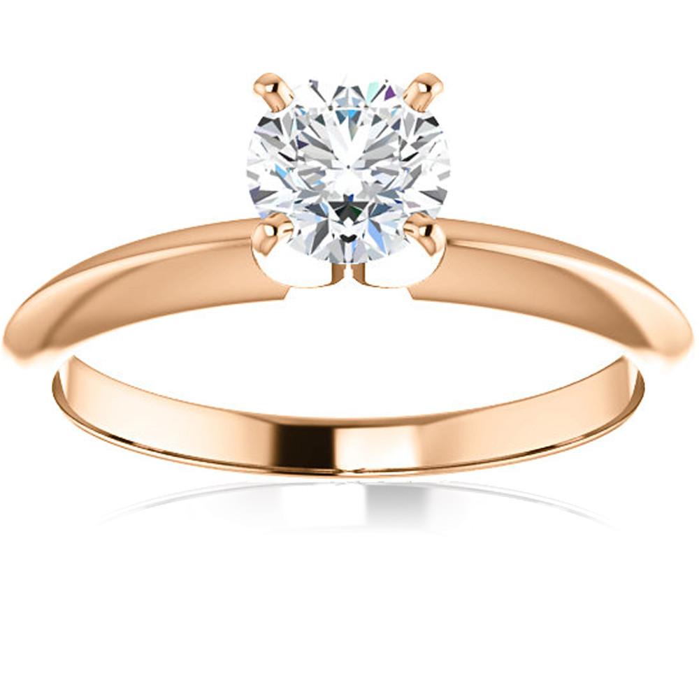 1/2 Ct Lab Grown Diamond Solitaire Engagement Ring 14k White Rose or Yellow Gold (E-F, SI)