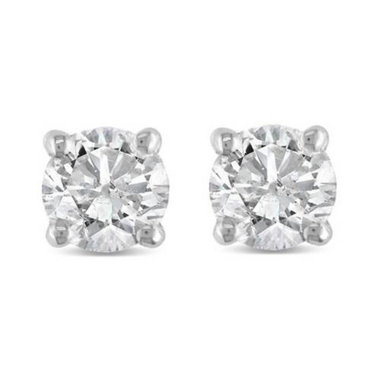 1/2ct Diamond Stud Earrings Solid 14K Yellow or White Gold Screw Back –  Bliss Diamond