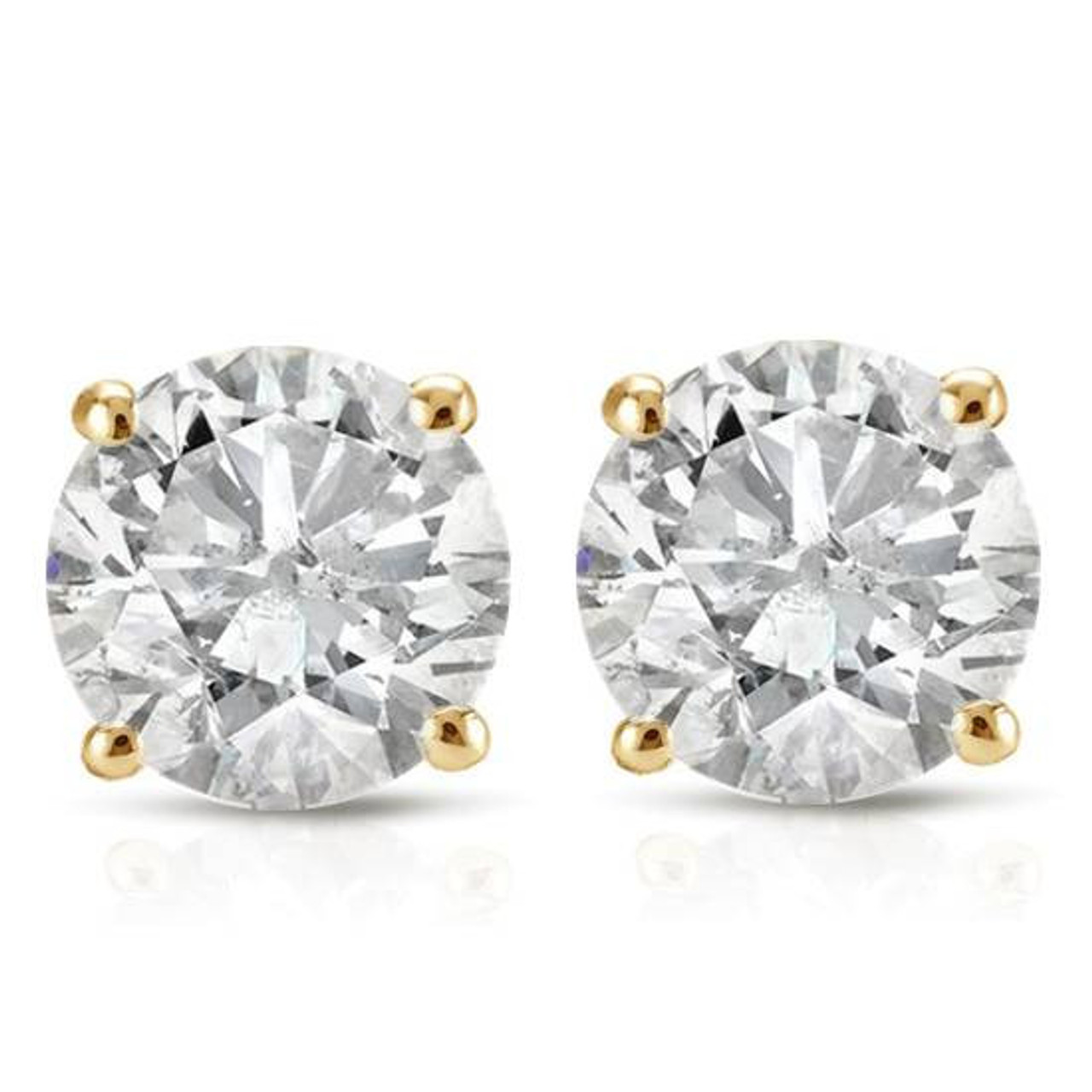 1/2Ct Round Diamond Studs Earrings in 14K White Or Yellow Gold