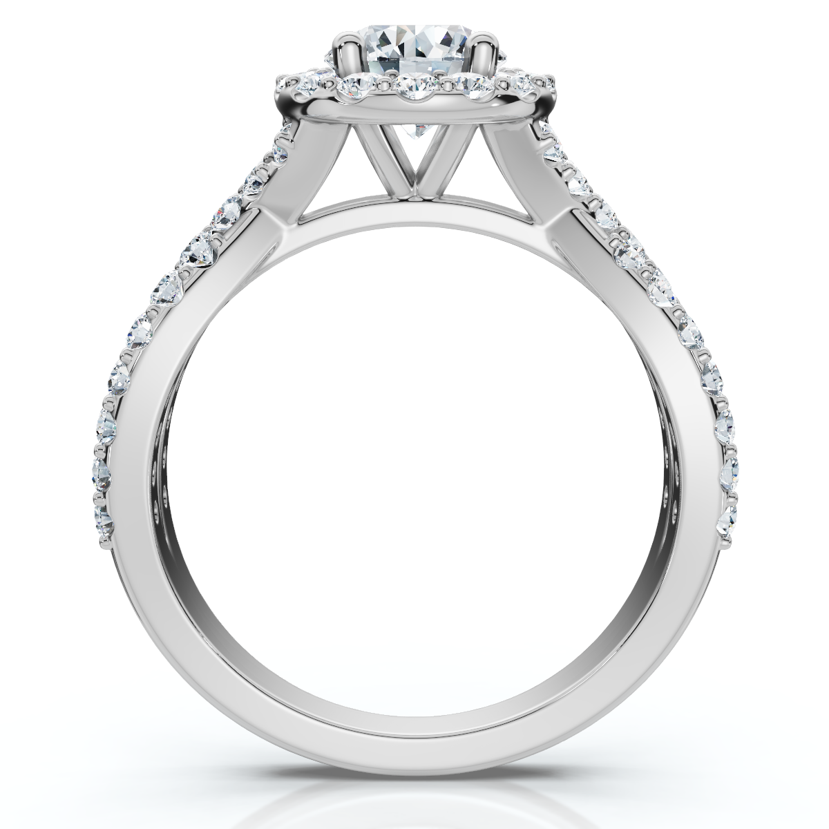 1 Ct Halo Intertwined EX3 Lab Grown DIamond Engagement Ring 14k White Gold (G-H, VS)