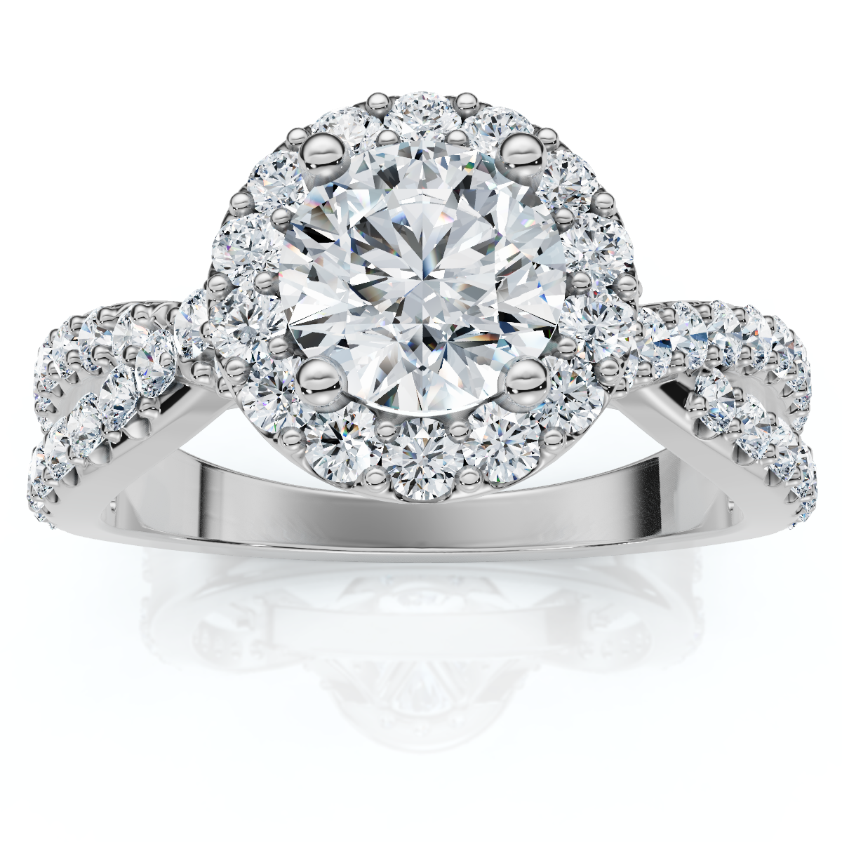 1 Ct Halo Intertwined EX3 Lab Grown DIamond Engagement Ring 14k White Gold (G-H, VS)