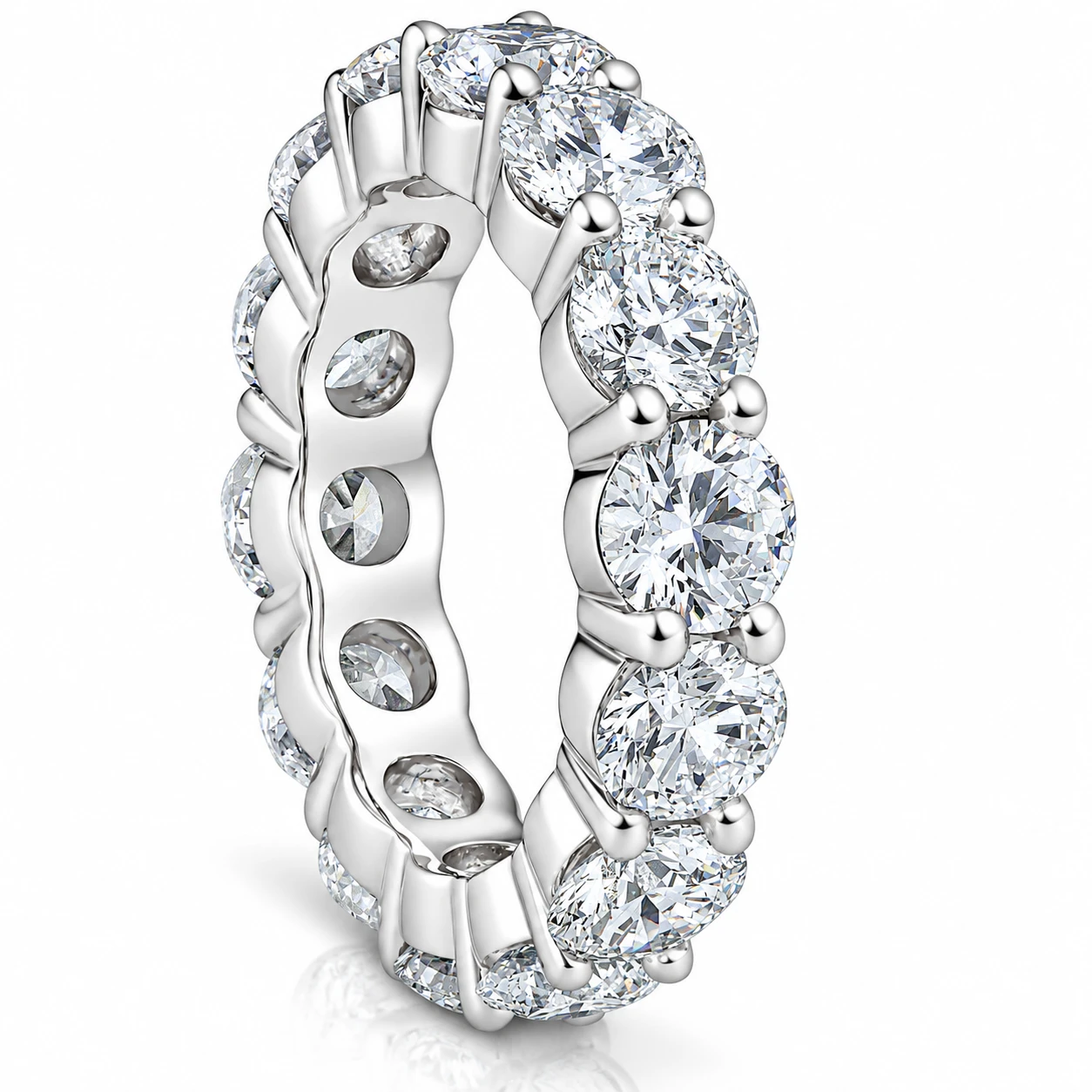 6 Ct EX3 Lab Grown Diamond Eternity Wedding Ring 14k White Gold (F-G, VS)