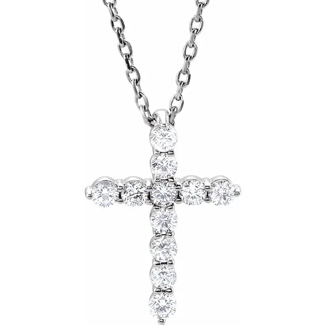 1/4 Ct Diamond Cross Pendant Necklace 18