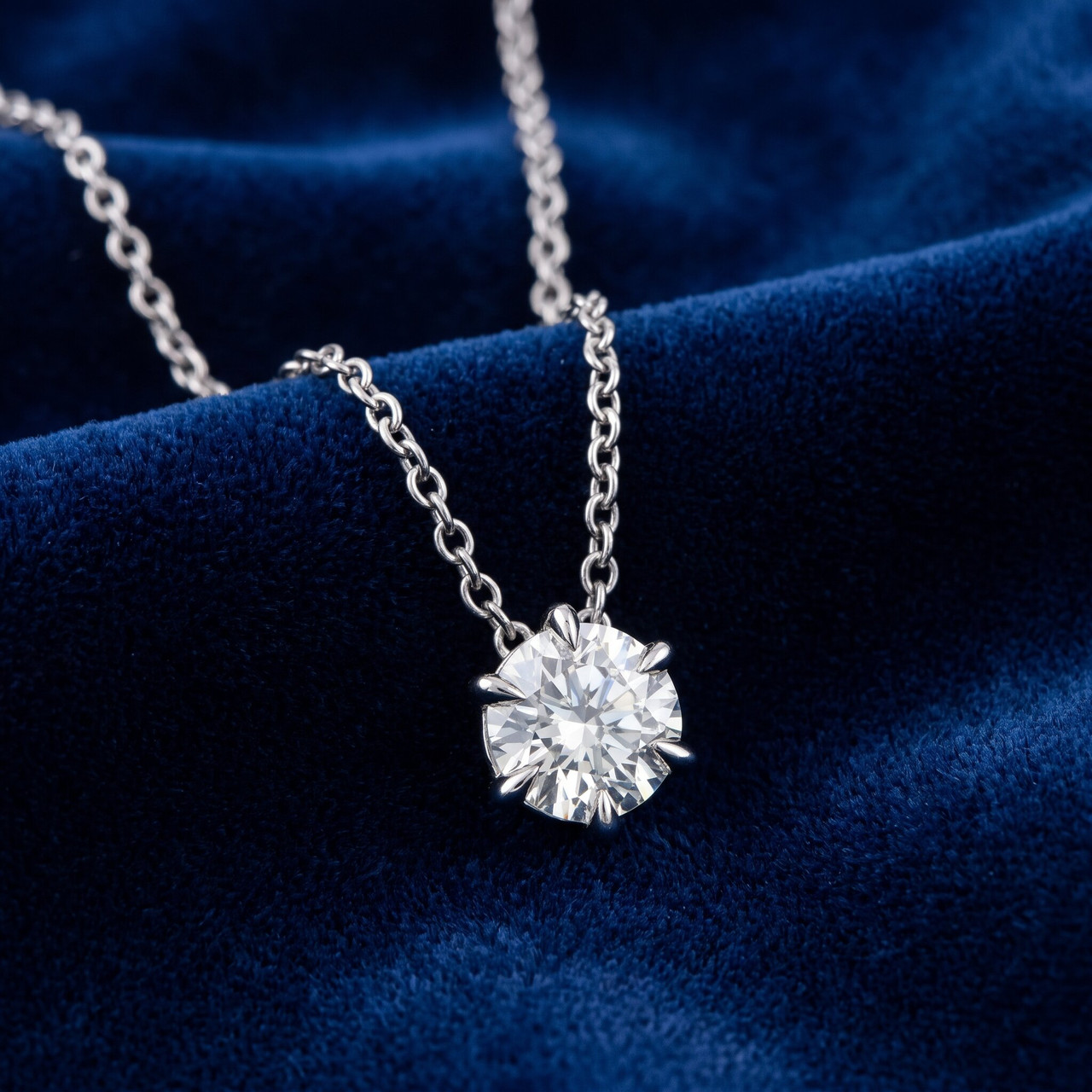 14k White Gold 1/2ct Floating Solitaire EX3 Lab Grown Diamond Pendant Necklace (G-H, SI)