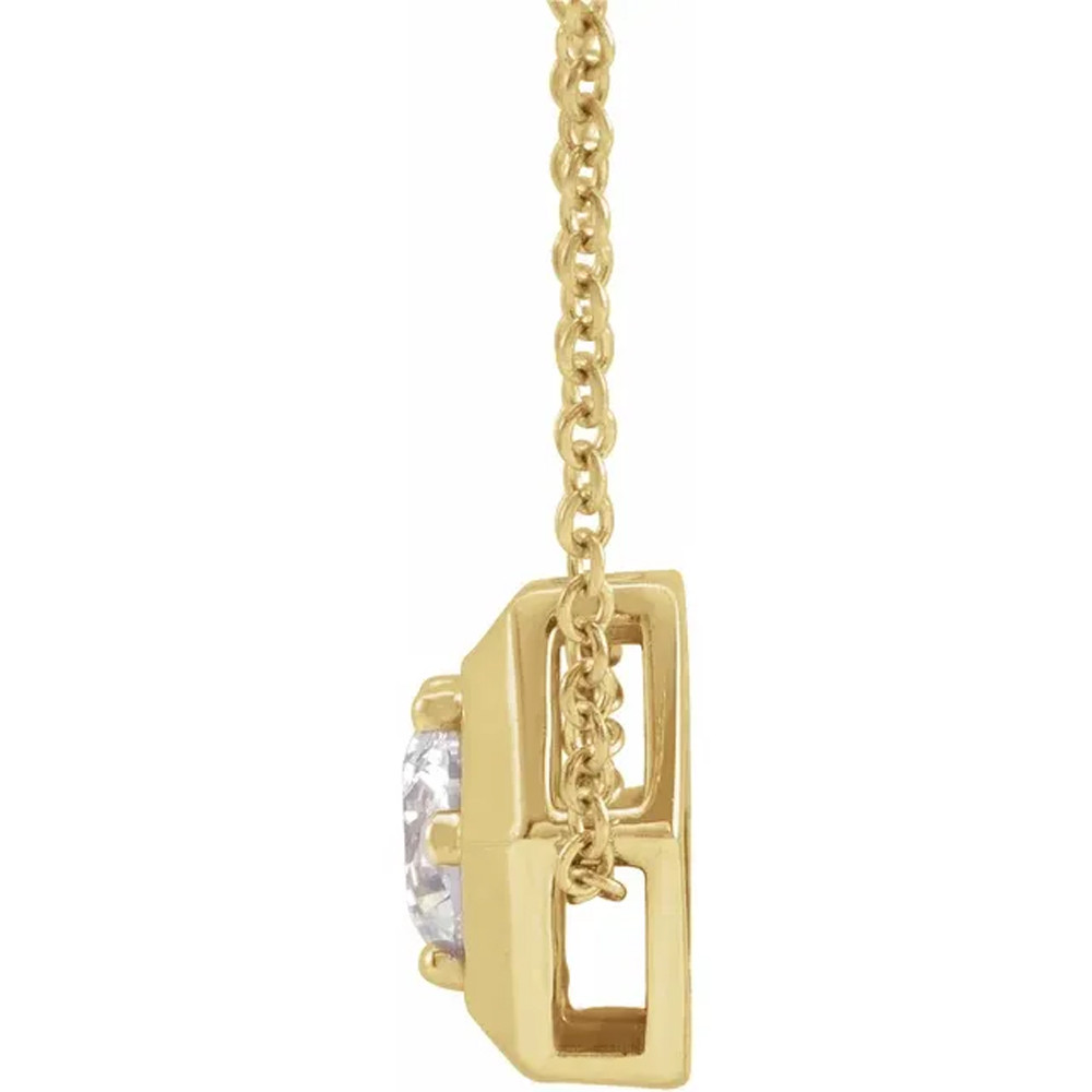 14k Yellow Gold 1/2ct Lab Grown Diamond Solitaire Geometric Pendant Necklace (G-H, VS)