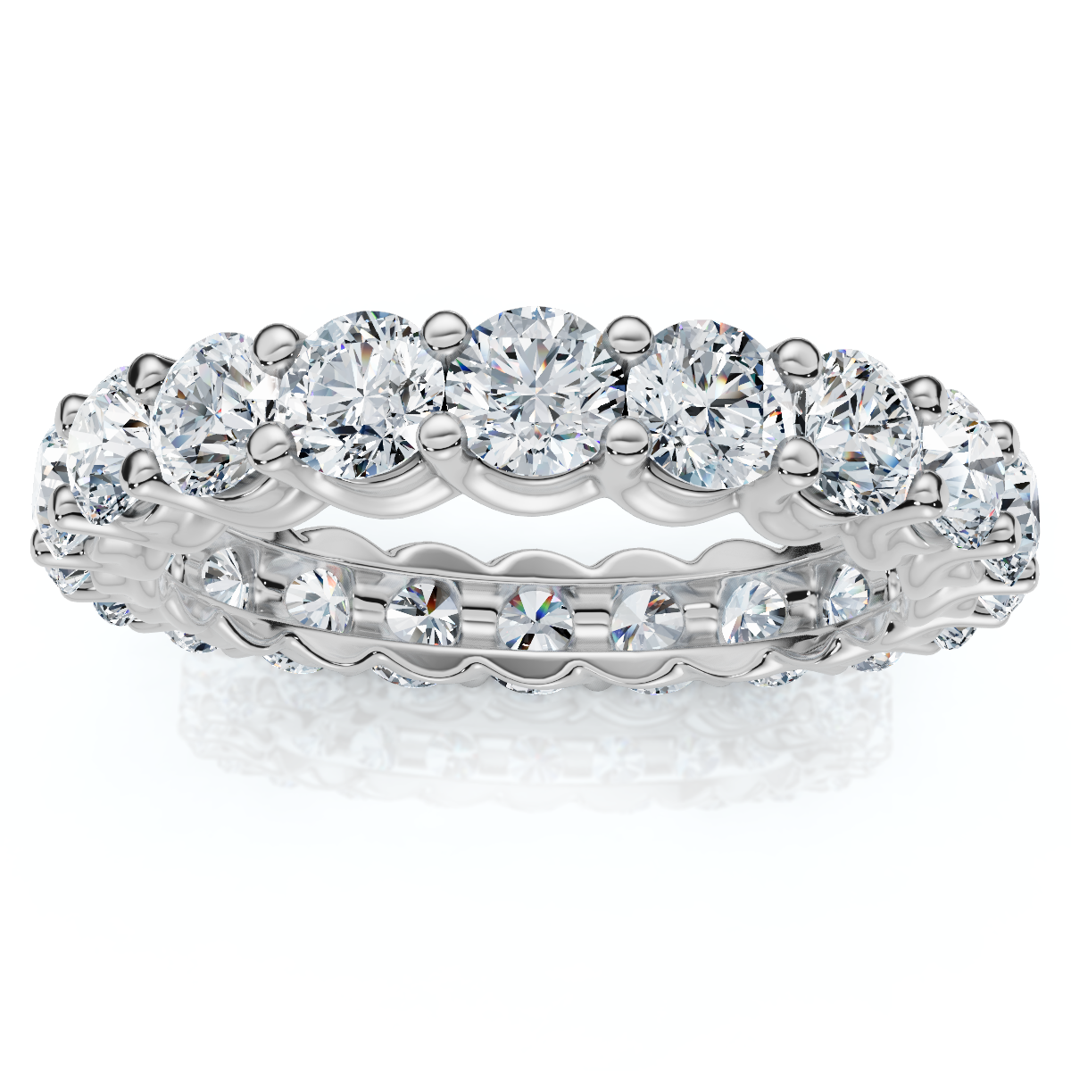 2 Ct Lab Created Moissanite Eternity Ring Womens Wedding Band 14k White Gold (G-H, VS)